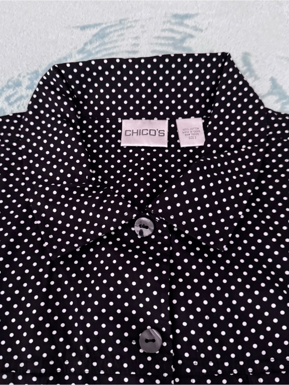 Chico's Black Shirt with White Polka Dots